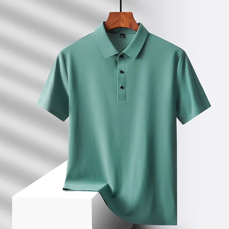 Men's Ice Silk Polo Shirt - Quick-Dry Loose Fit Short Sleeve