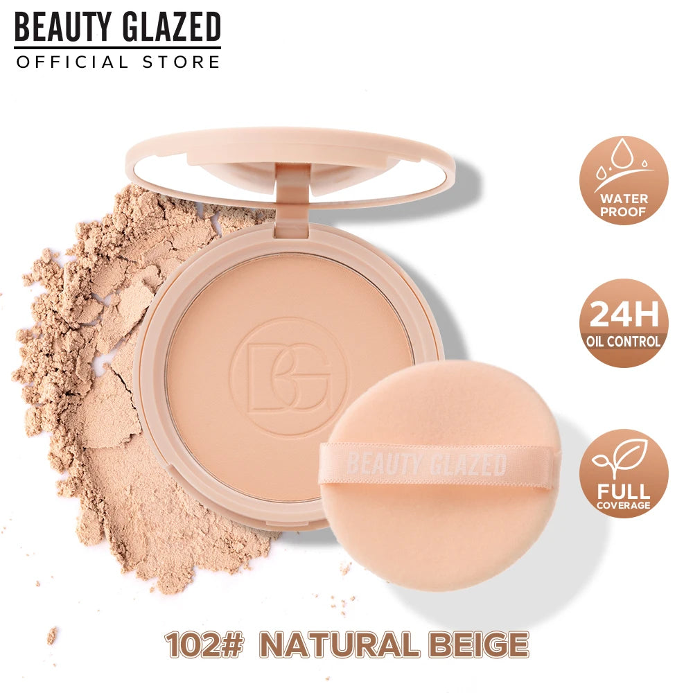 Beauty Glazed Oil Control Matte Setting Powder With Mirror For Oily Skin Flawless Long Lasting Finish