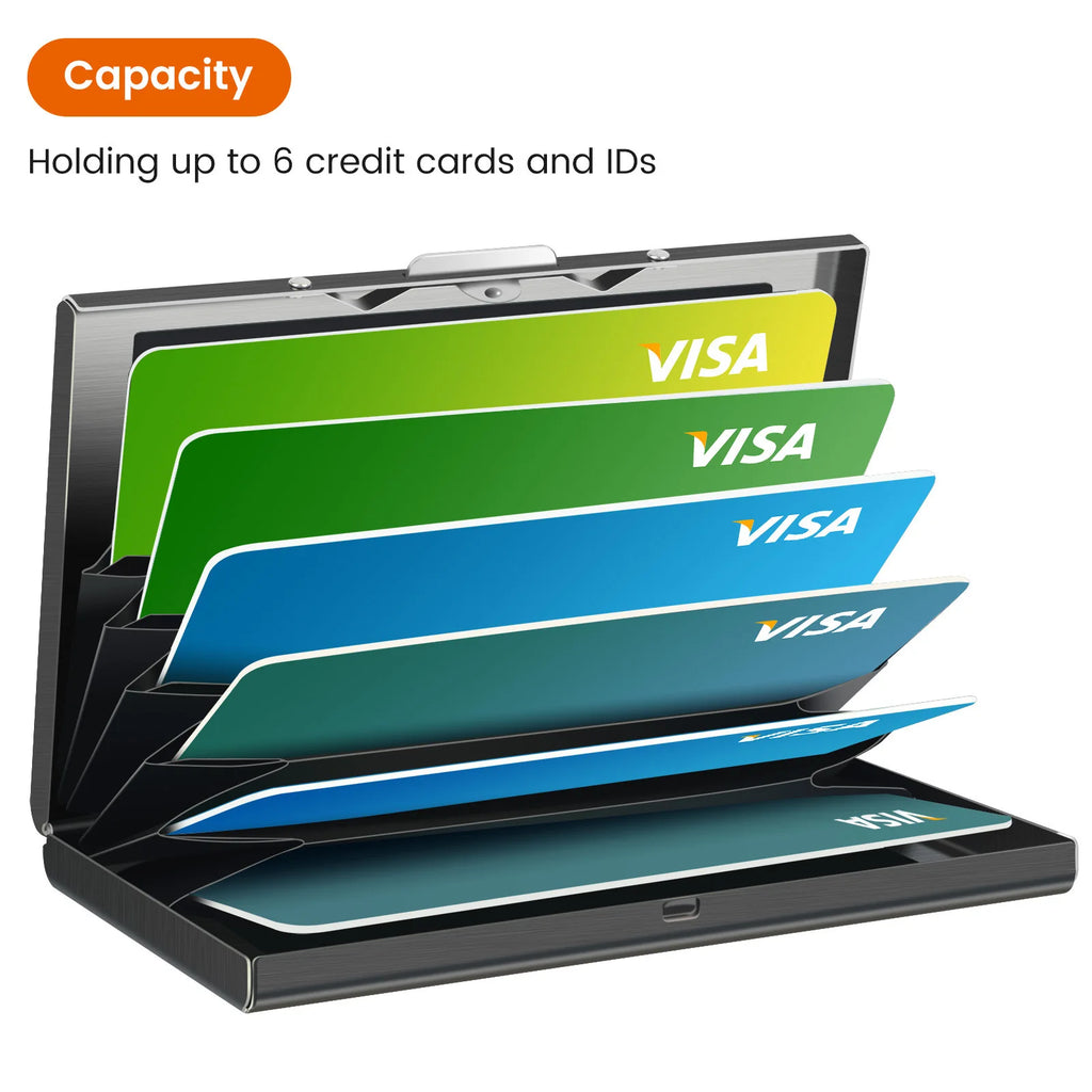 Card Holder Wallet Minimalist Slim Metal RFID Blocking Card Protector Pop Up Credit Card Wallets for Men