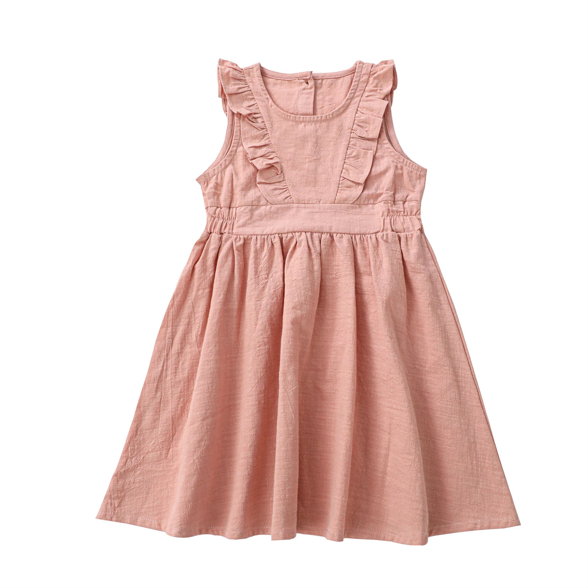 Children's Flying Sleeve Cotton Dress Girls' Skirt Summer Clothing Solid Color Short Ins