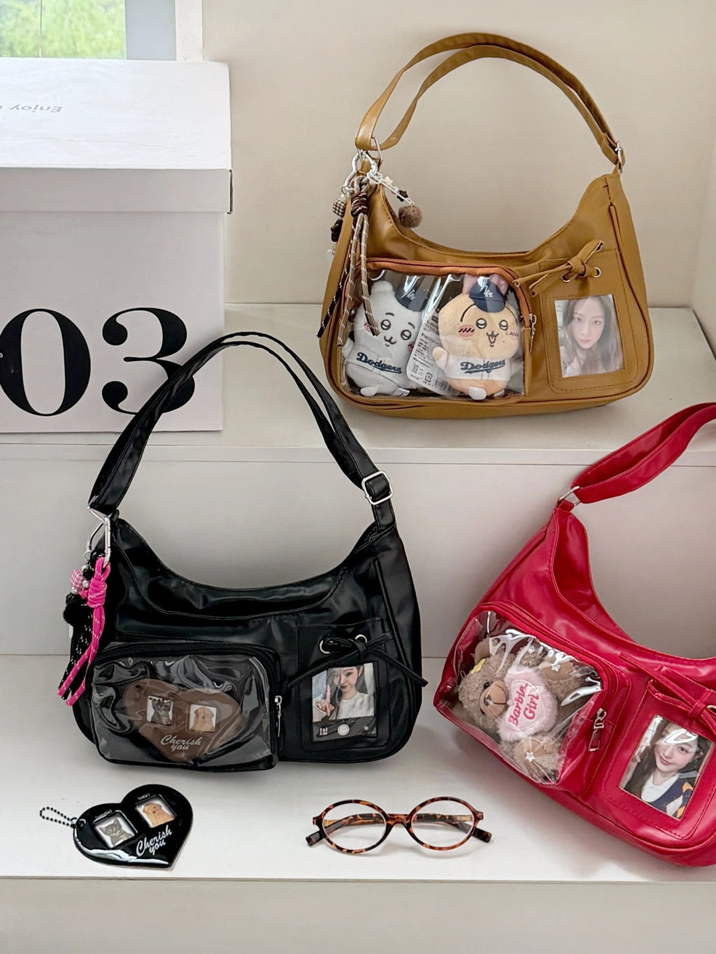 Y2k Harajuku Shoulder Bag Women Korean Transparent Ita Bag School Crossbody Bag Female Japanese Designer Preppy Handbag Purse
