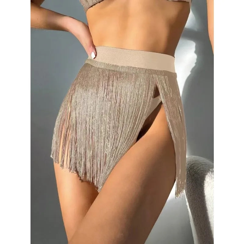 Women's Fringed Mini Beach Skirt – Slim Fit Swimsuit Cover-Up for Resort & Pool