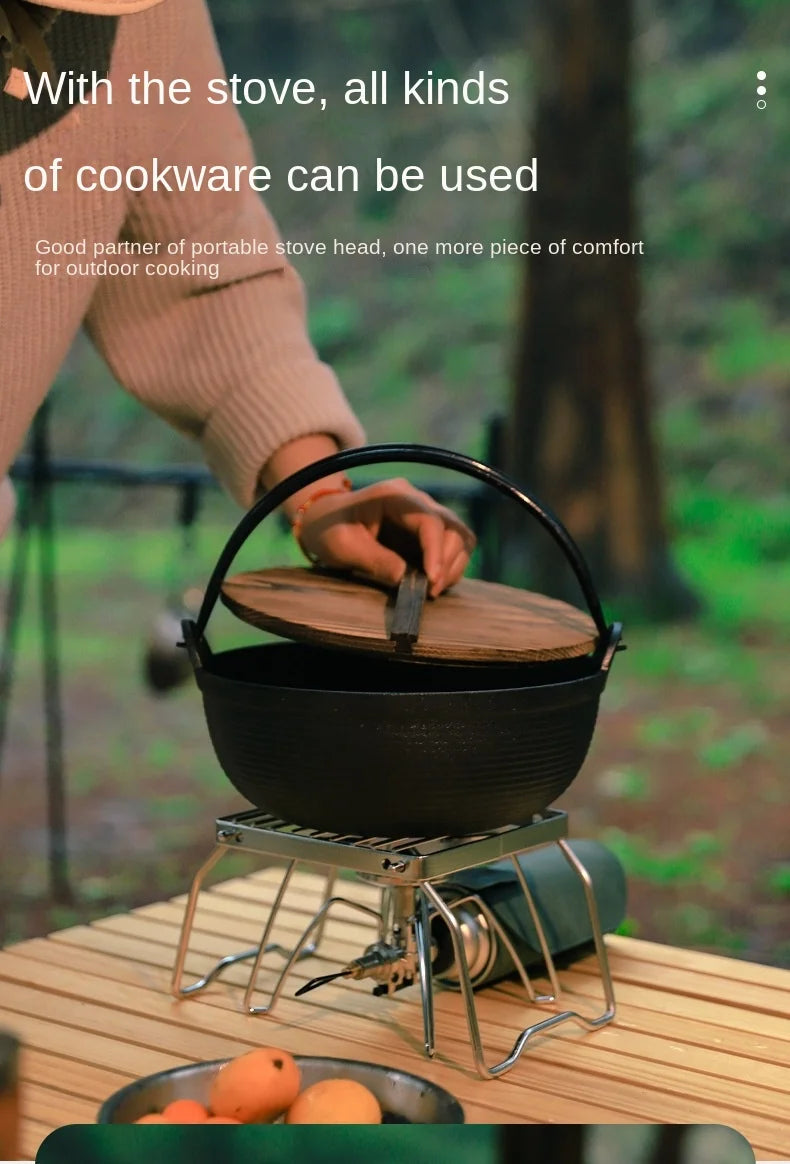 Soporte de Acero Inoxidable para Estufa Exterior, Acampada, Plegable, Mini Parrilla Portátil, Soporte para Olla, Bandeja para Horno