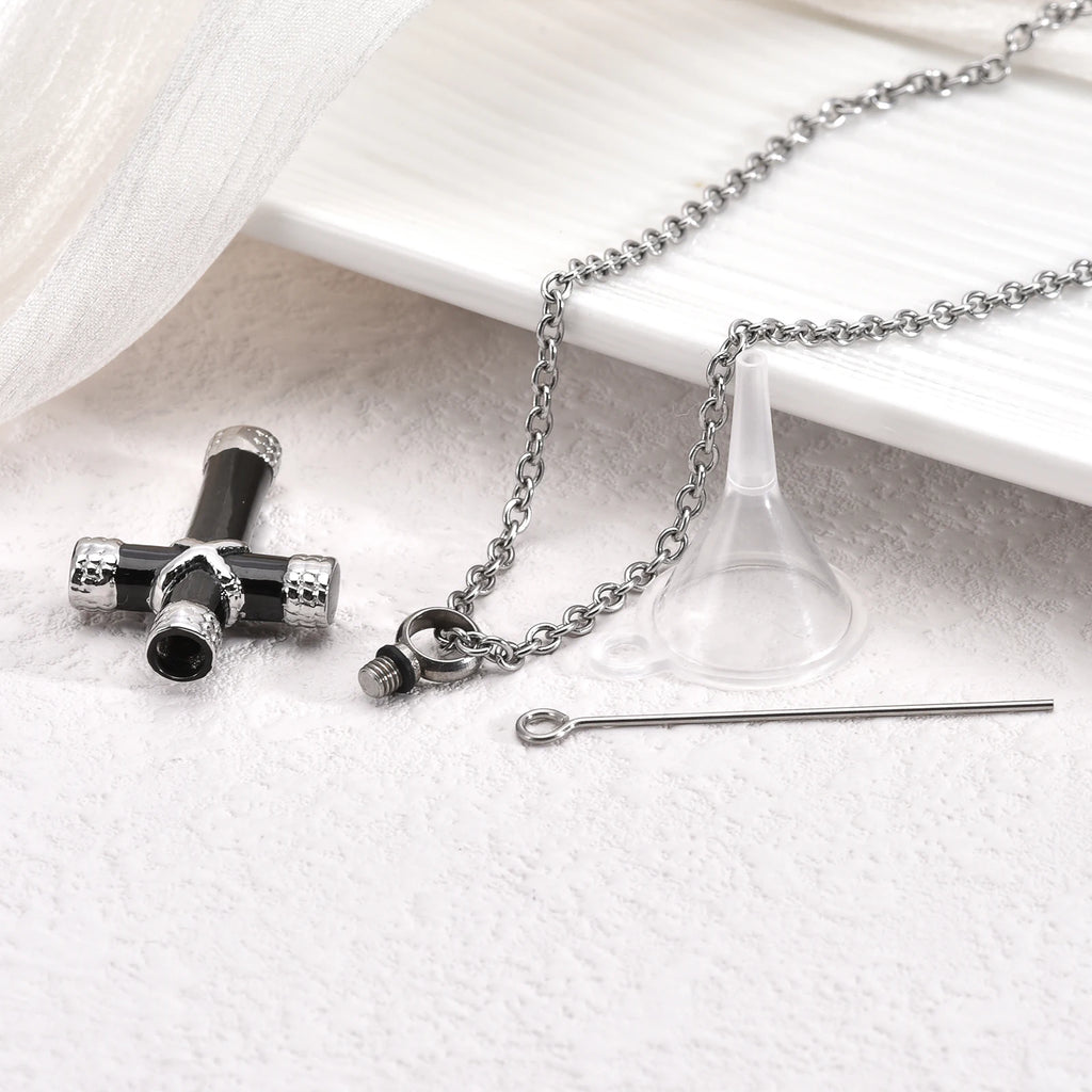 Cremation Jewelry For Ashes For Human Keepsake Stainless Steel Cross Memorial Pendant Cremation Urn Necklace For Human Ashes