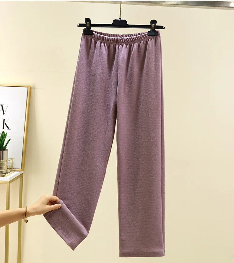 Thickened Double-sided Fleece Straight-leg Pants Women's Winter Sleepwear Sweatpants Casual Comfortable Long Trousers