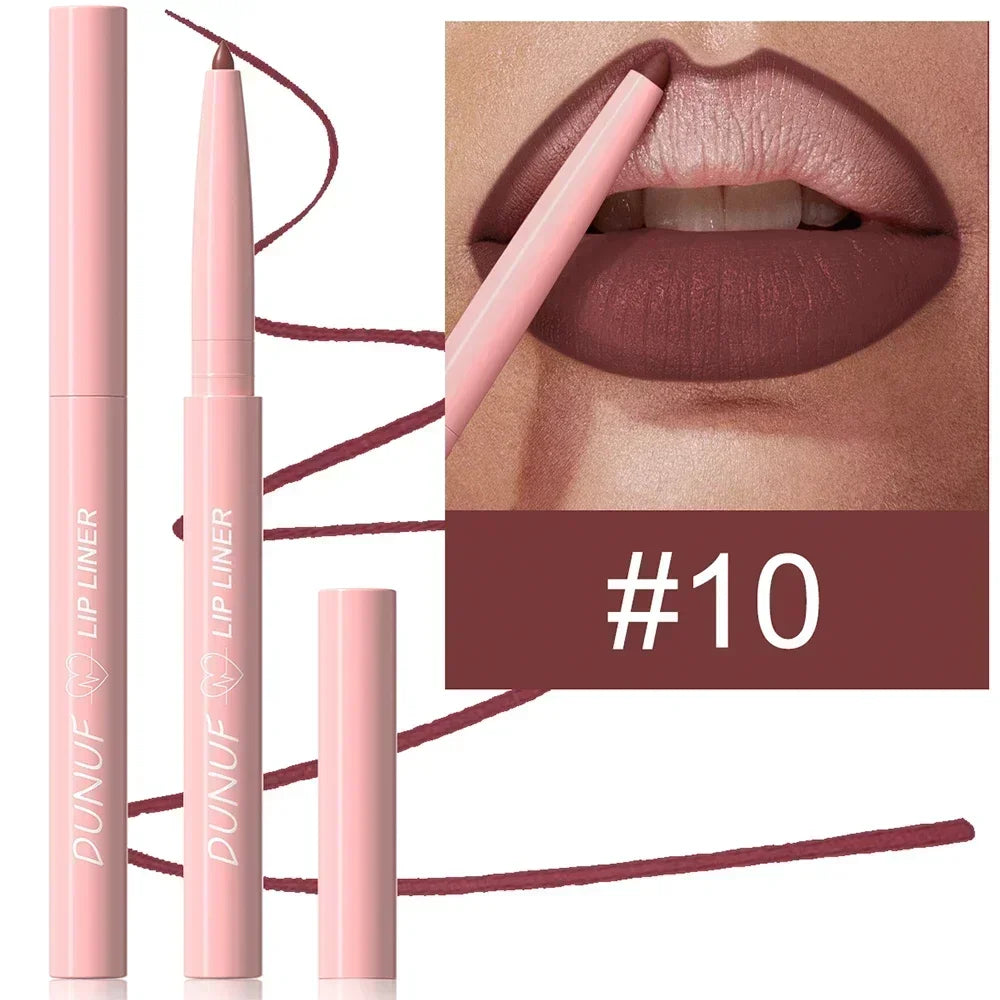 Dunuf 12 Color Velvet Matte Lip Liner Pencil Waterproof for Precise Lip Contour Nude Pink Set for Makeup Lovers
