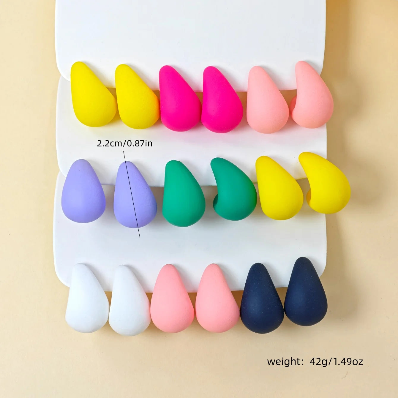 18pcs Simple Versatile Water Drop Earrings For Women Macaron Color Shiny Surface Iridescent Texture Earrings