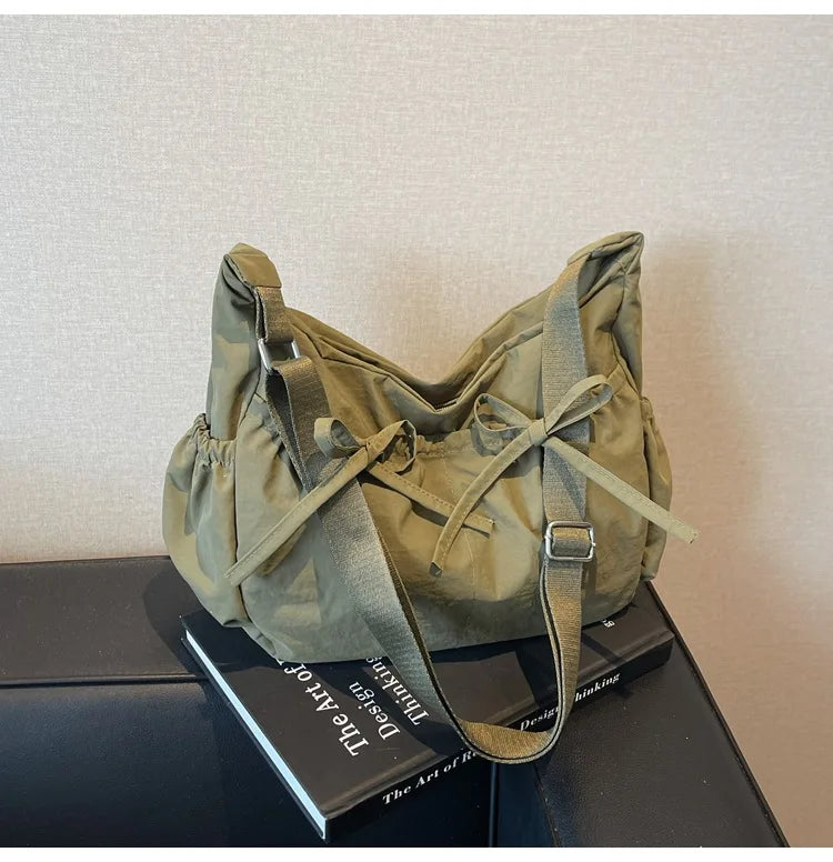 Ruched Fabric Hobo Bags Lightweight Nylon Shoulder Crossbody Bag, Stylish & Adjustable, Perfect for Casual Outfits, Daily Errand