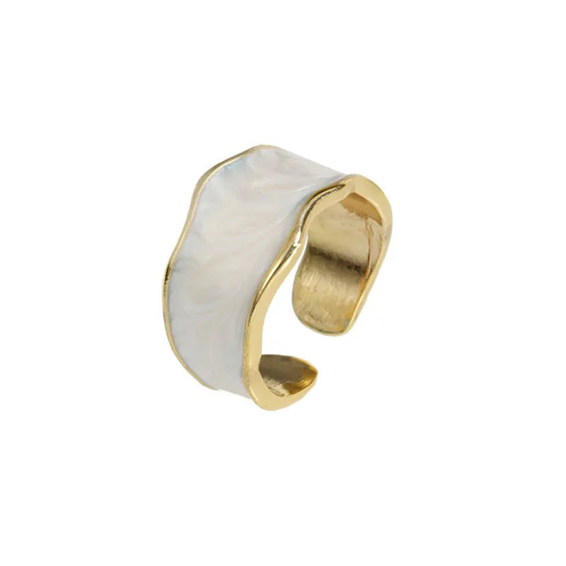 Retro Gold Color Double Oil Drip Open Rings For Women'S Luxury Irregular Adjustable Finger Ring 2023 New Trendy Wedding Jewelry