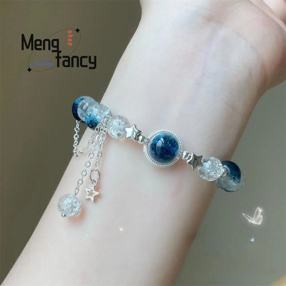 Natural Black Obsidian Black Hair Crystal Milky Way Bracelet Exquisite High-Grade Fashion Jewelry Sexy Young Girls Holiday Gifts