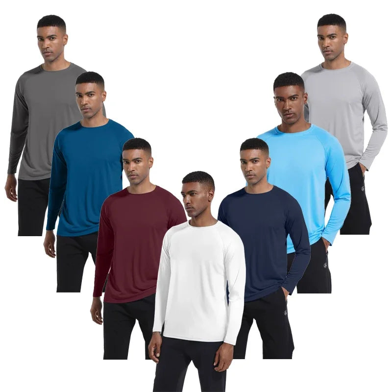 Men Long Sleeve t-Shirt Upf 50+ Sun Protection Shirts Tops Breathable Hiking Fishing t-Shirts Casual Tees Man Clothes Streetwear