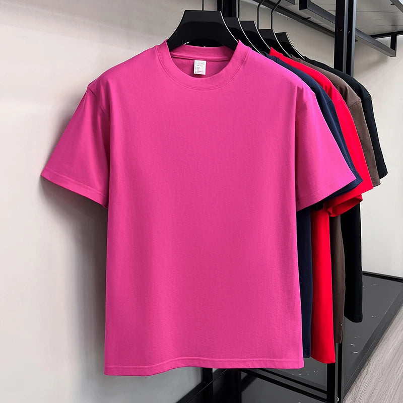 100%cotton men short sleeve T-shirt round neck summer casual high-quality new classic solid color comfort breathable fashion top