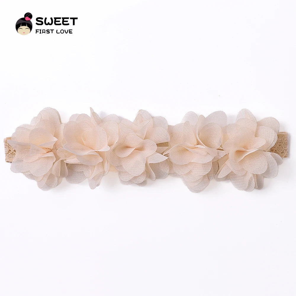 Pink Baby Flower Headband Pink Chiffon Hair Bands Handmade Diy Headwear Hair Accessories For Kids Children Newborn Toddler