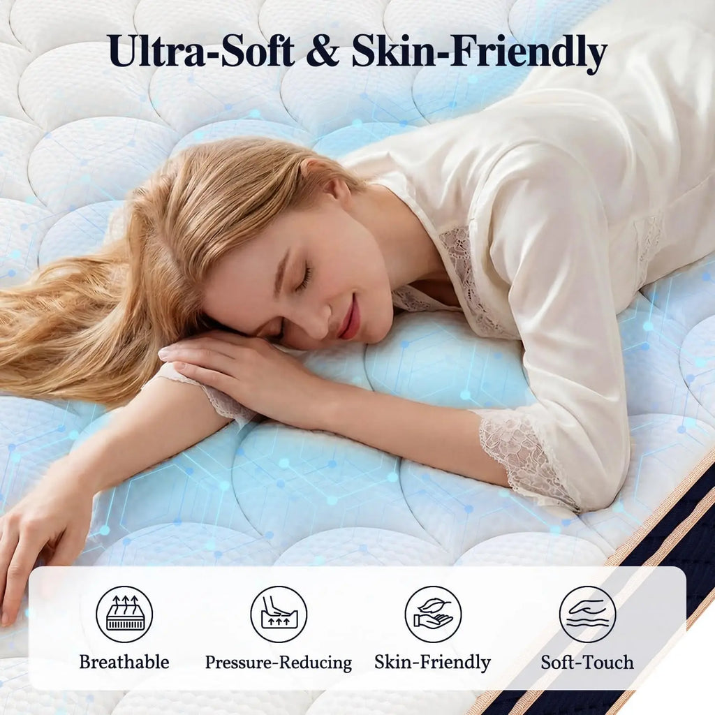 12"14"16" Full Queen King Size Hybrid Mattress in a Box with Gel Memory Foam Mattresses Medium Firm Motion Isolation