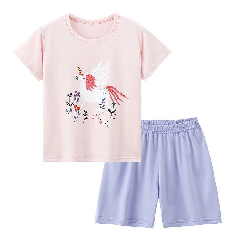 Kids Two Piece Summer Shorts Set Comfortable Versatile Casual Outfit For Boys And Girls