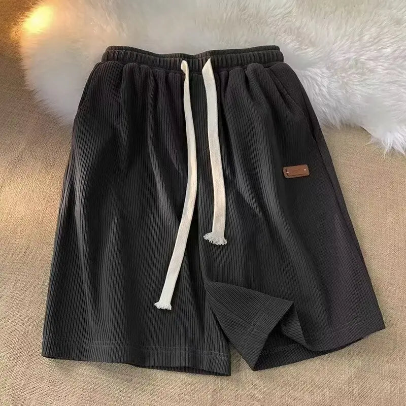 Quick Dry Men's Shorts Summer Label Design Loose Fit Sporty Five-Quarter Pants Unbranded Polyester Fiber Straight Leg Style