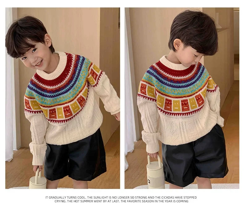 Women Sweater Print Family Daughter Matching Equal Mother Same Knit Top Pullover Baby Knitwear Clothes Knitted Jumper Holiday