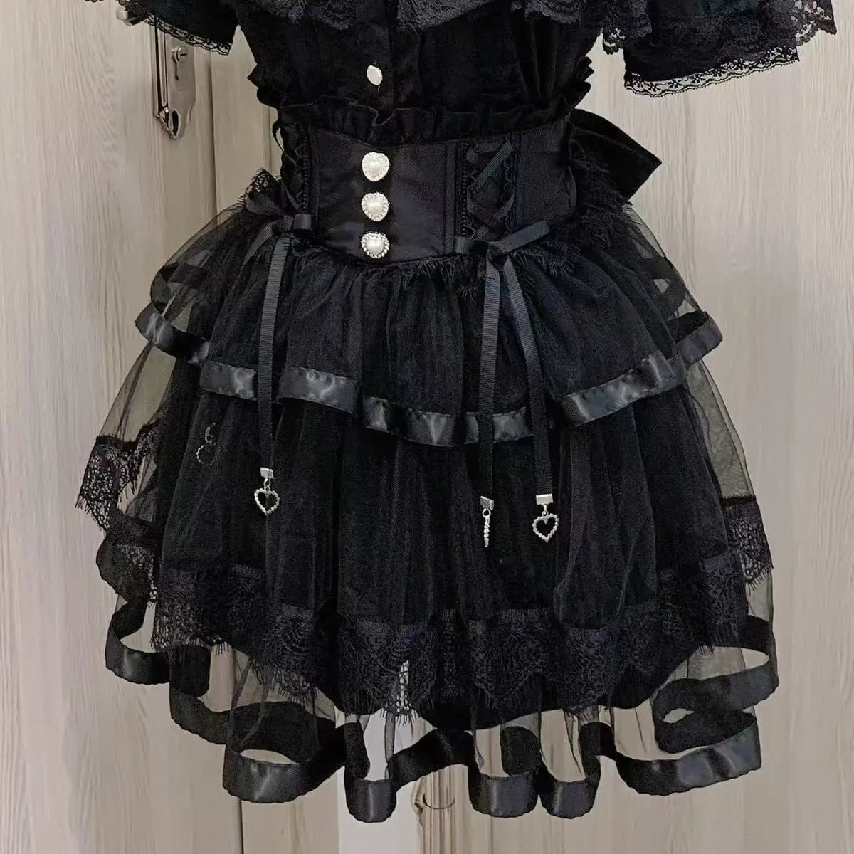 Japanese Lolita Y2k Lace Layered Skirt Women Anime High Waist Maid Style Chic Ruffle Cake Skirt Kawaii Harajuku Sweet Mini Skirt
