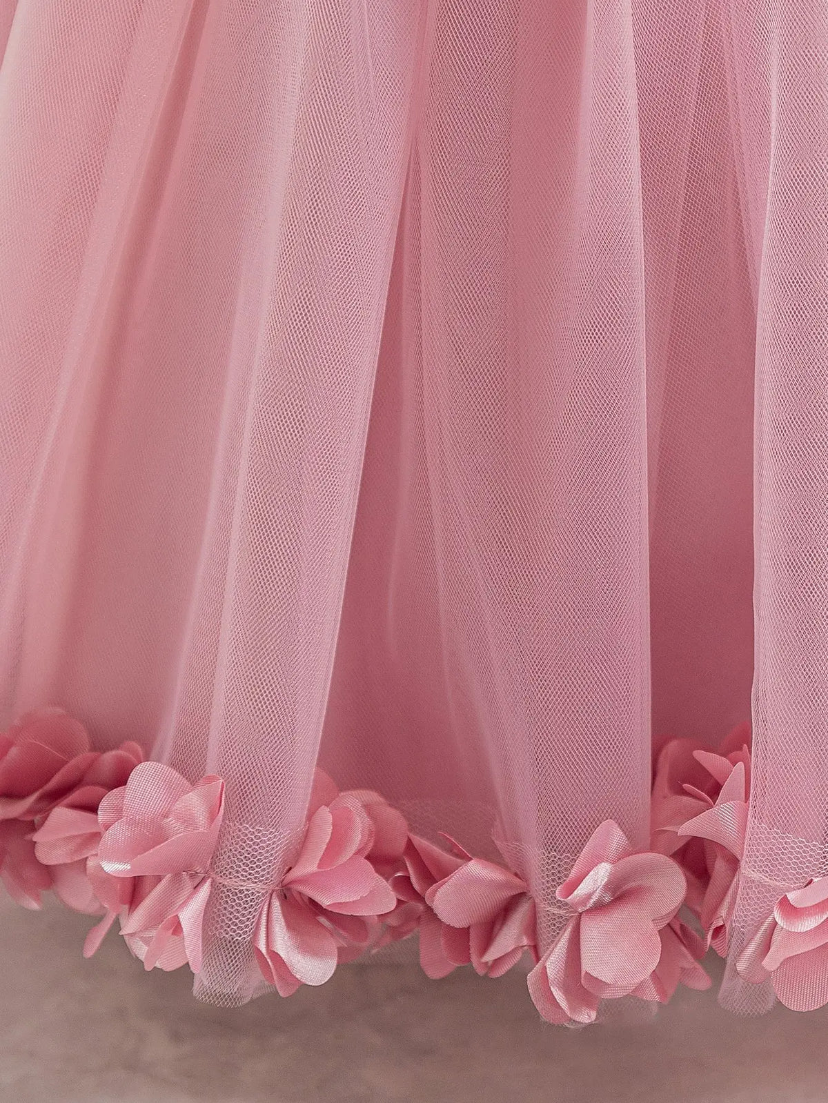 HETISO Summer Children Girls Petals Princess Dress Kids Flower Mesh Costumes Gown for New Year Holiday Party 3-10 Years