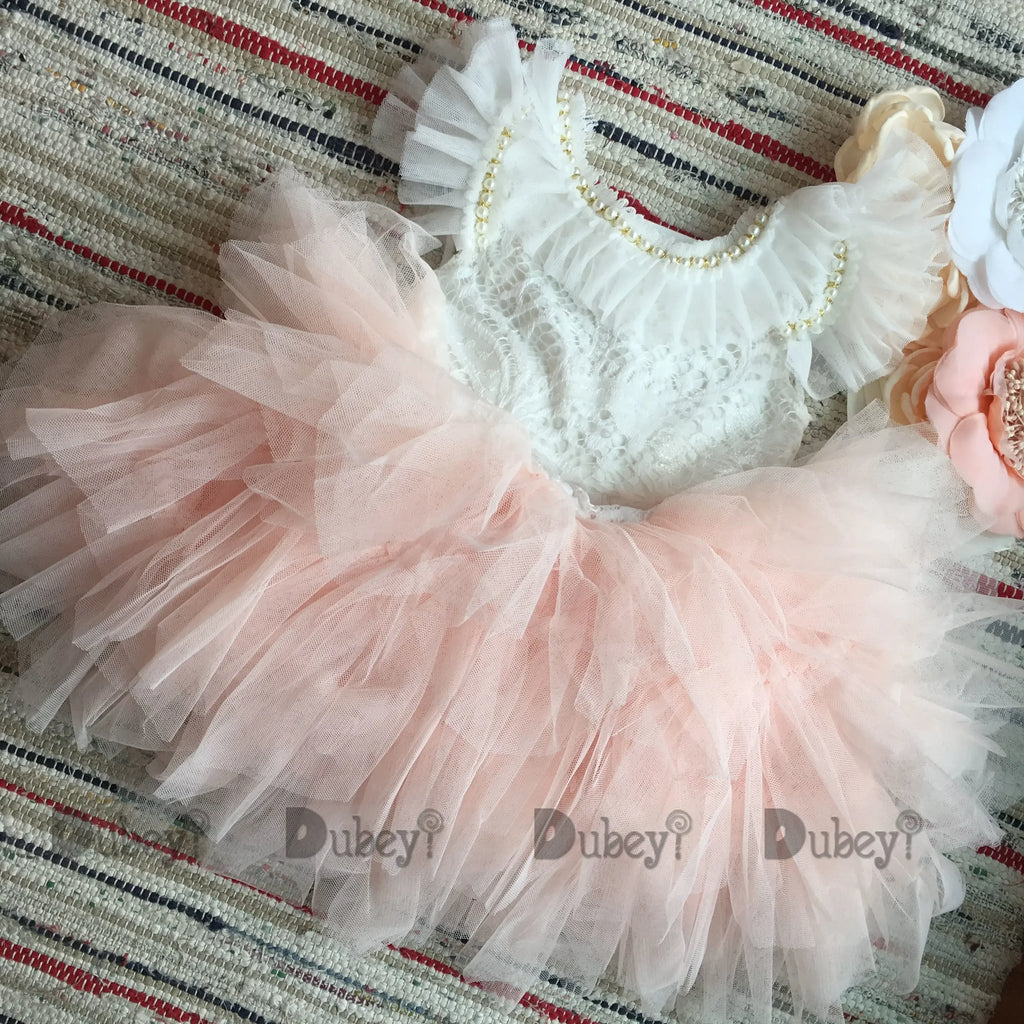Spanish Toddler Girls Beading Dress for Baby Baptism Dress Birthday Kids Flutter Sleeve Tutu Princess Vestido Clothing