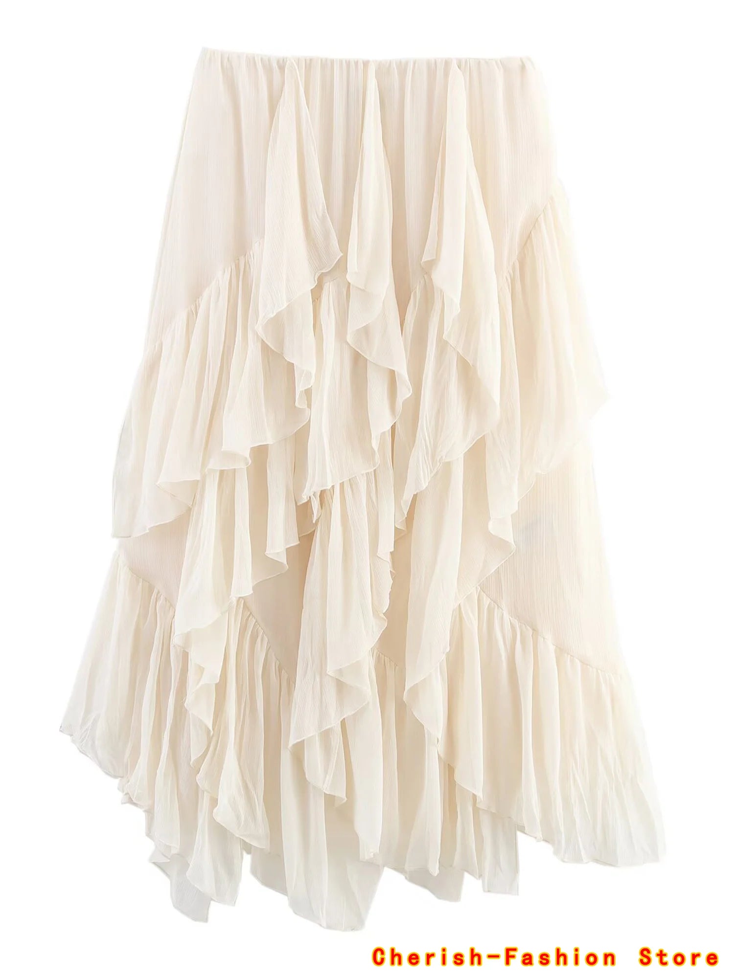 Irregular Ruffles Cake Skirt Pleated Cake Womens Skirt High Waist Faldas Mujer Japan Style Eleganr Skirts Spring Summer 2025