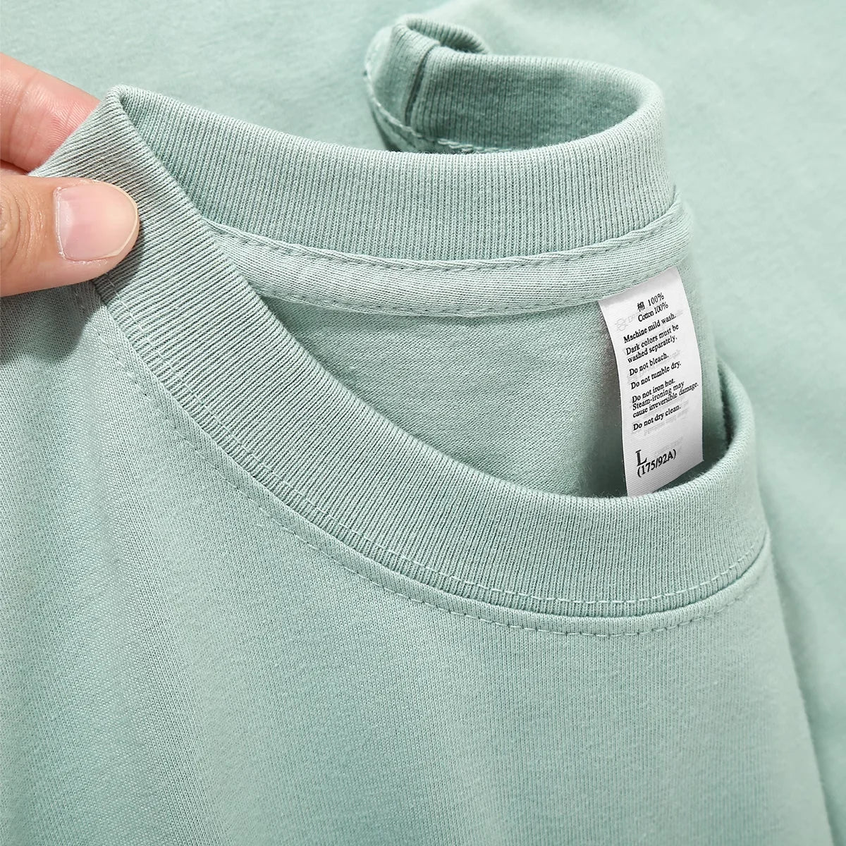Zefansuli Heavyweight Cotton T-Shirt - Gray-Purple Round Neck Tee