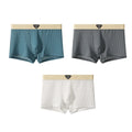 3Pcs/Pack Underwear Solid Knit Striped Men'S Panties Super Soft Hygroscopic Breathable Boxers High Elastic Waist Underpants