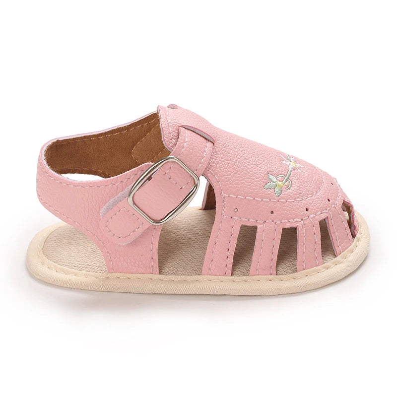 Infant Baby Girls Beach Sandals Flats and Soft Sole Non-slip Flower Princess Wedding Dress Walking Shoes for Newborn Baby
