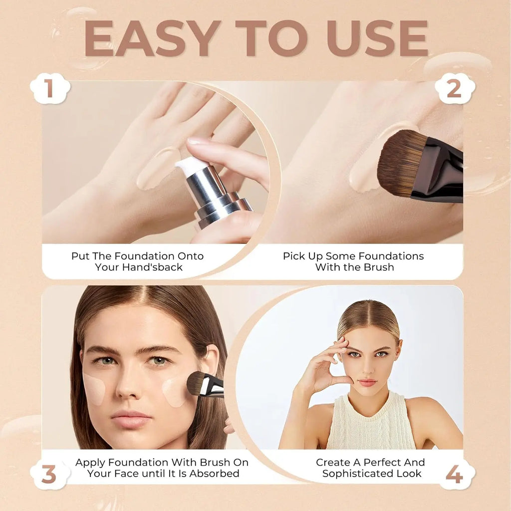 New 2Pcs Professional Foundation Makeup Brushes Soft Dense Hair For Blending Liquid, Cream Flawless Powder Makeup Beauty Tools
