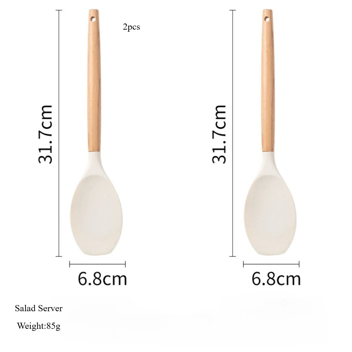 2/12Pcs White Silicone Kitchen Utensils Set with Wooden Handle,Cookware Spatula, Heat Resistant Non-stick Kitchen Cooking Tools