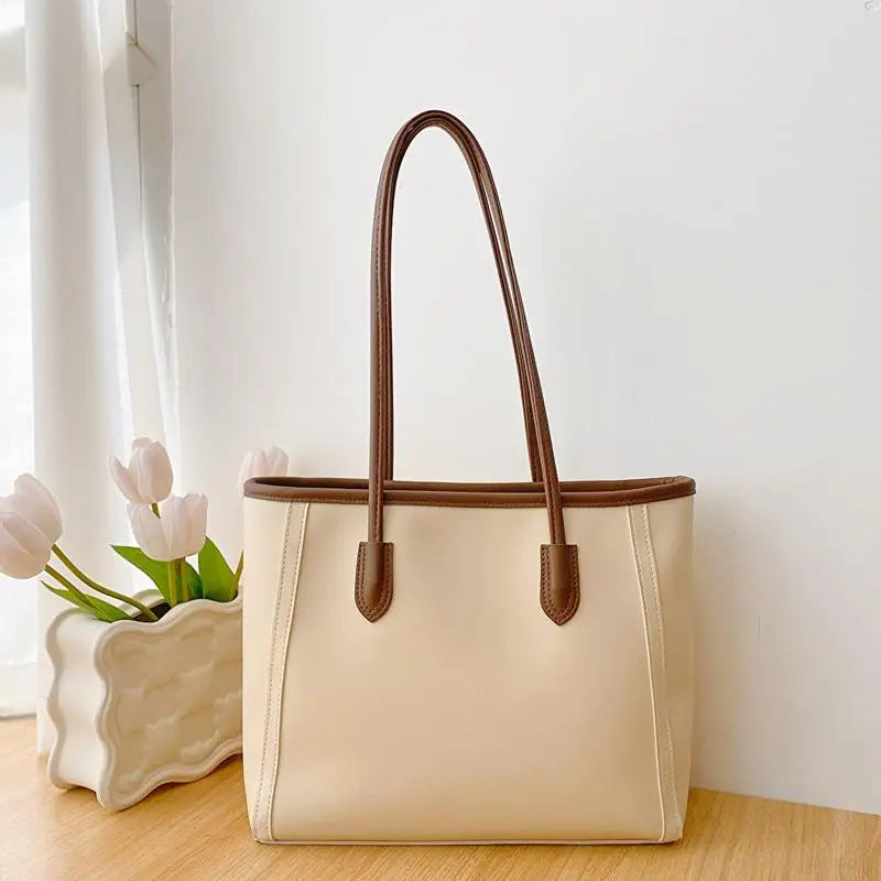 Women Tote Bag Large Capacity PU Leather Commuting Versatile Simple Shoulder Bag Crossbody Work Handbag Fashion Travel Casual