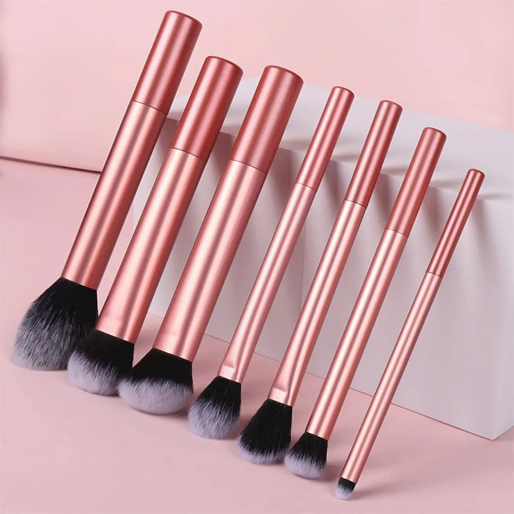 Makeup Brush Set 7Pcs Premium Soft Synthetic Hair Easy To Clean For Beginners And Pros