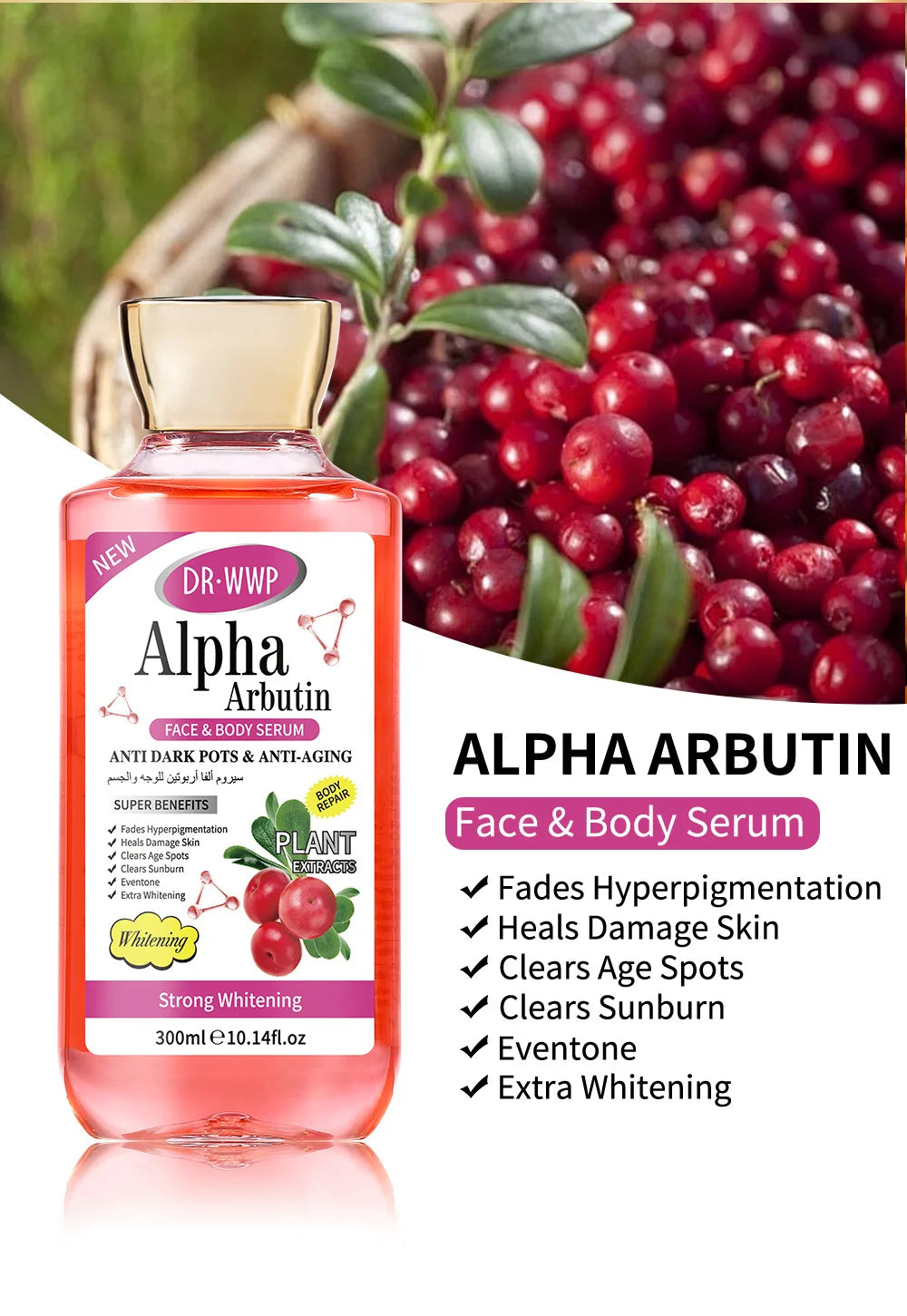 Vitamin C AHA Essence Original liquid Kojic Acid Face Serum Arbutin Brightn Moisturizing Turmeric Repair Lifting Skin Care 350ml
