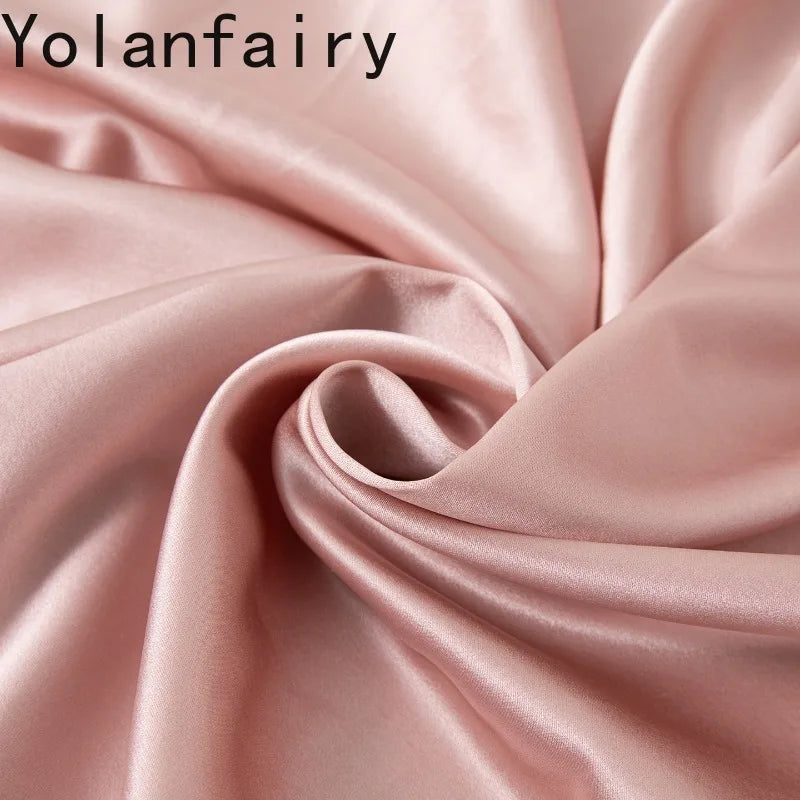 YOLANFAIRY 93% Real Mulberry Silk Pajamas for Woman 2026 Spring Summer High-end Sets Woman 2 Piece Short Sleeve Pijamas De Mujer