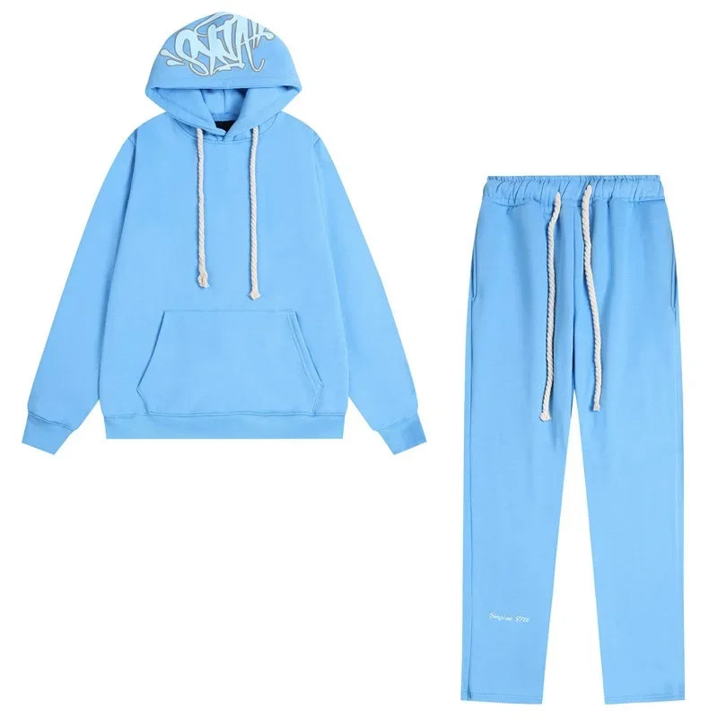 Outdoor Fashion Synaworld American Street Hip Hop Fleece Suit Men's and Women's Trend Casual Hooded Sweater Sports Pants