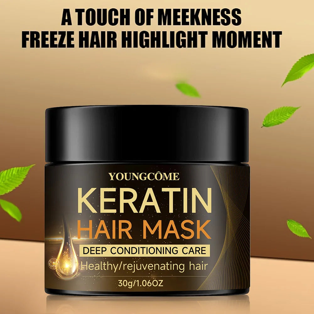  YOUNGCOME Keratin Hair Mask Moisturizer Conditioner Soft Smooth Frizz Damaged Hair Care Repair Hair Restore Shine Hair Mask