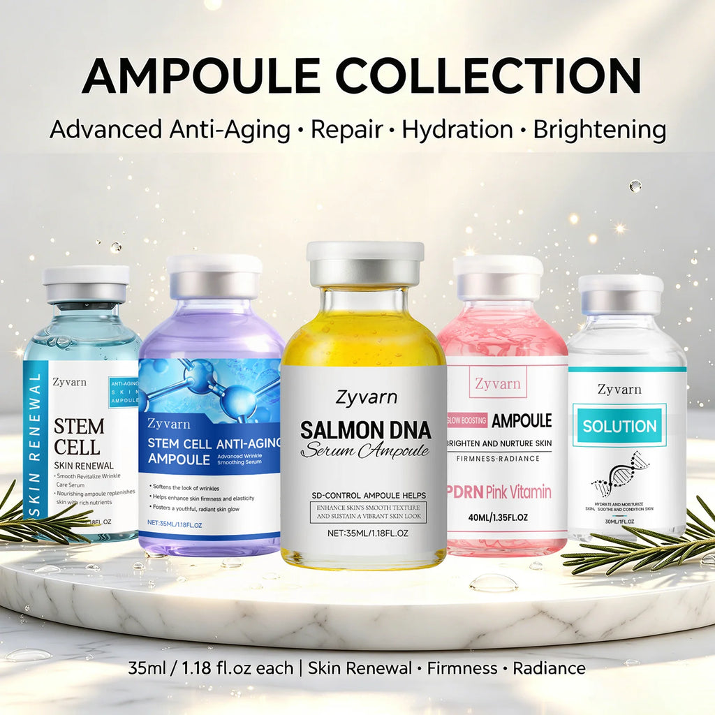 Ampoule Serum Set – Stem Cell Anti-Aging & Salmon DNA Hydrating & Brightening Facial Essence Smooth Wrinkles & Enhance Firmness