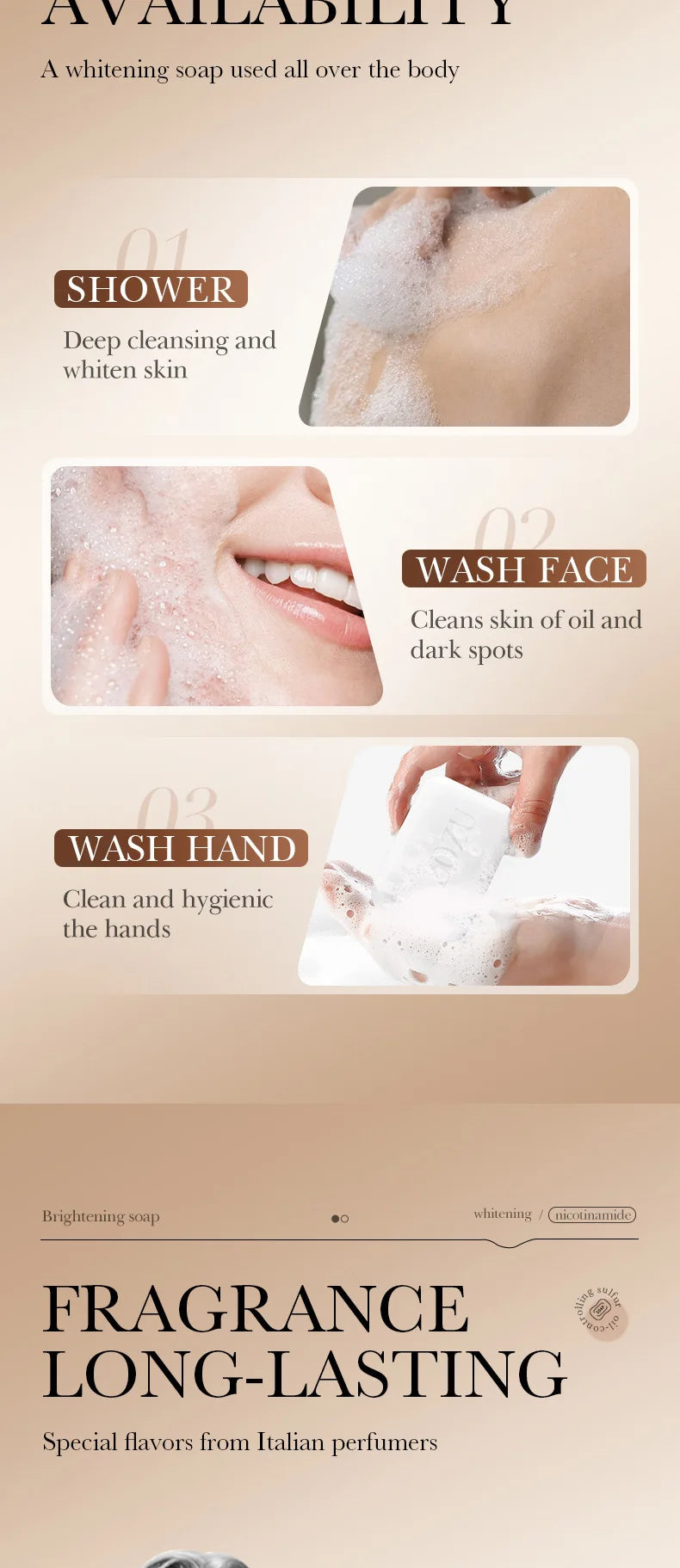 SADOER Niacinamide Arbutin Facial Soap - Moisturizing Brightening Bar