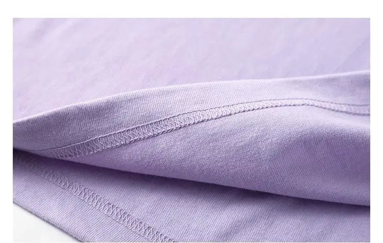 Men's and Women's T-shirts 300G Heavy Gray-purple Round Neck Short-sleeved T-shirts Women's Basic Pure Cotton Simple