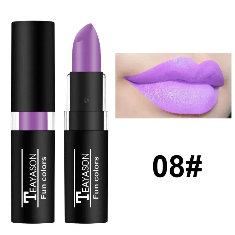 12 Colors Nude Lipstick Matte Velvety Vampire Makeup Punk Black Lip Gloss Smooth Waterproof Lasting Durable Dark Paint Cosmetics
