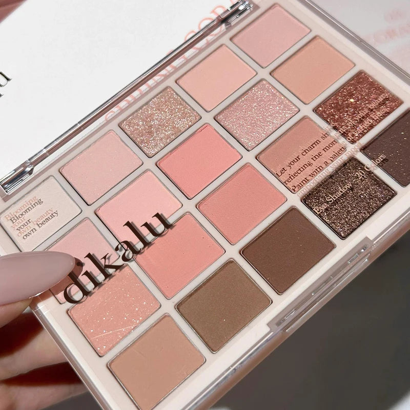 DIKALU 20-Color Korean Low Saturation Eyeshadow Tray Matte Waterproof Brown Pink Eye Shadow Palette Long-lasting Daily Makeup