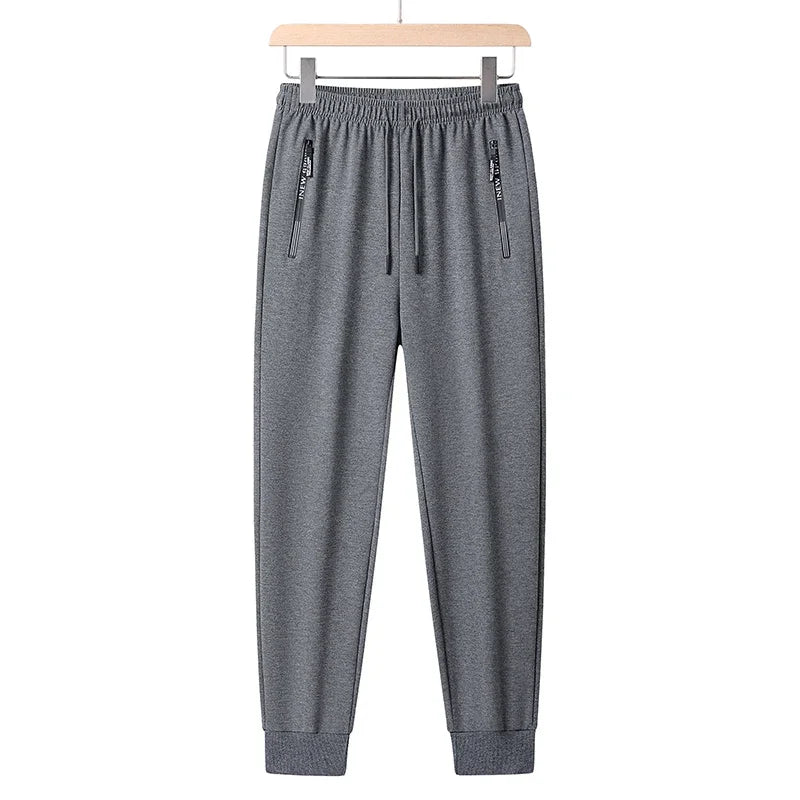 Summer Big Size Men'S Pant Drawstring Stretch Sport Jogger Trouser Male Plus Large Fit Zip Pocket 4Xl 5Xl 6Xl 7Xl 8Xl Grey Black