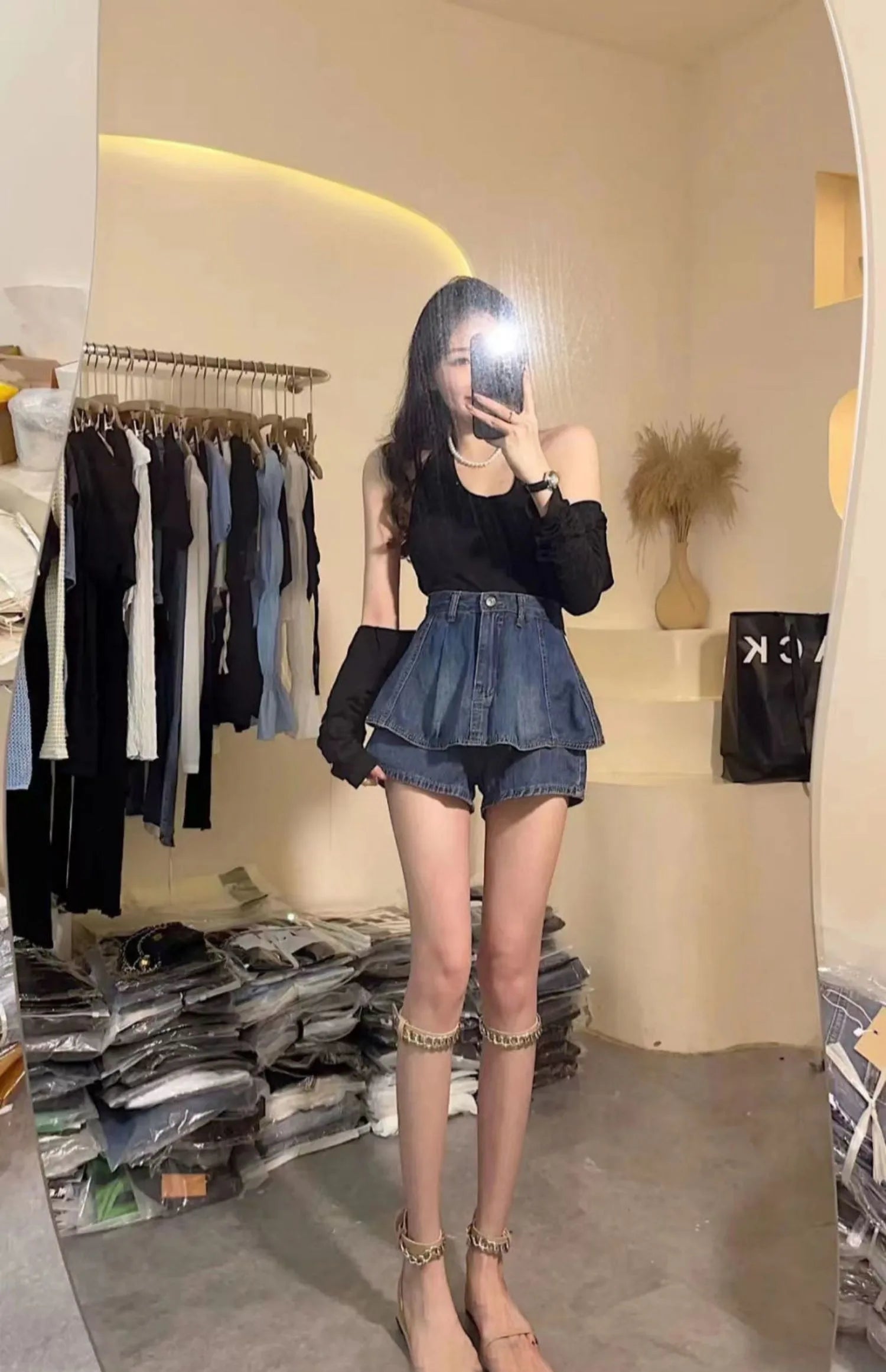 plus Size Retro Denim  Skirt Women's Thin A-Line Cake Skirt Slimming High Waist Jeans Skirt Casual High Waist Skirt