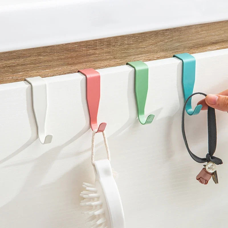 Gancho de puerta de gabinete de 4 piezas, colorido, para colgar en la parte trasera de la puerta de la cocina, cajón, mesa de oficina, llavero, gancho de almacenamiento para accesorios de baño y hogar