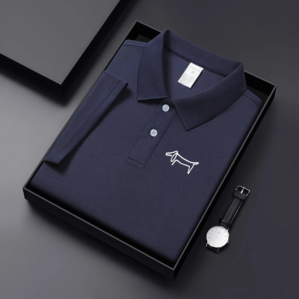 Men's Breathable Short Sleeve Polo Shirt - Casual Knit Polyester