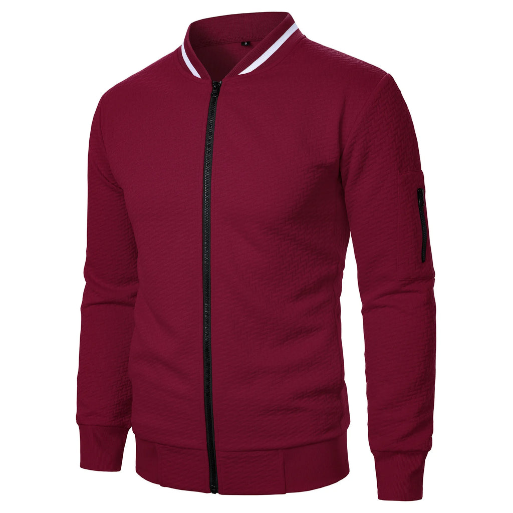 New Men's New Zip Stand Collar Sweatshirt Jacket Men's Casual Jacquard Cardigan Sweatshirts Baseball Jackets Men Clothing