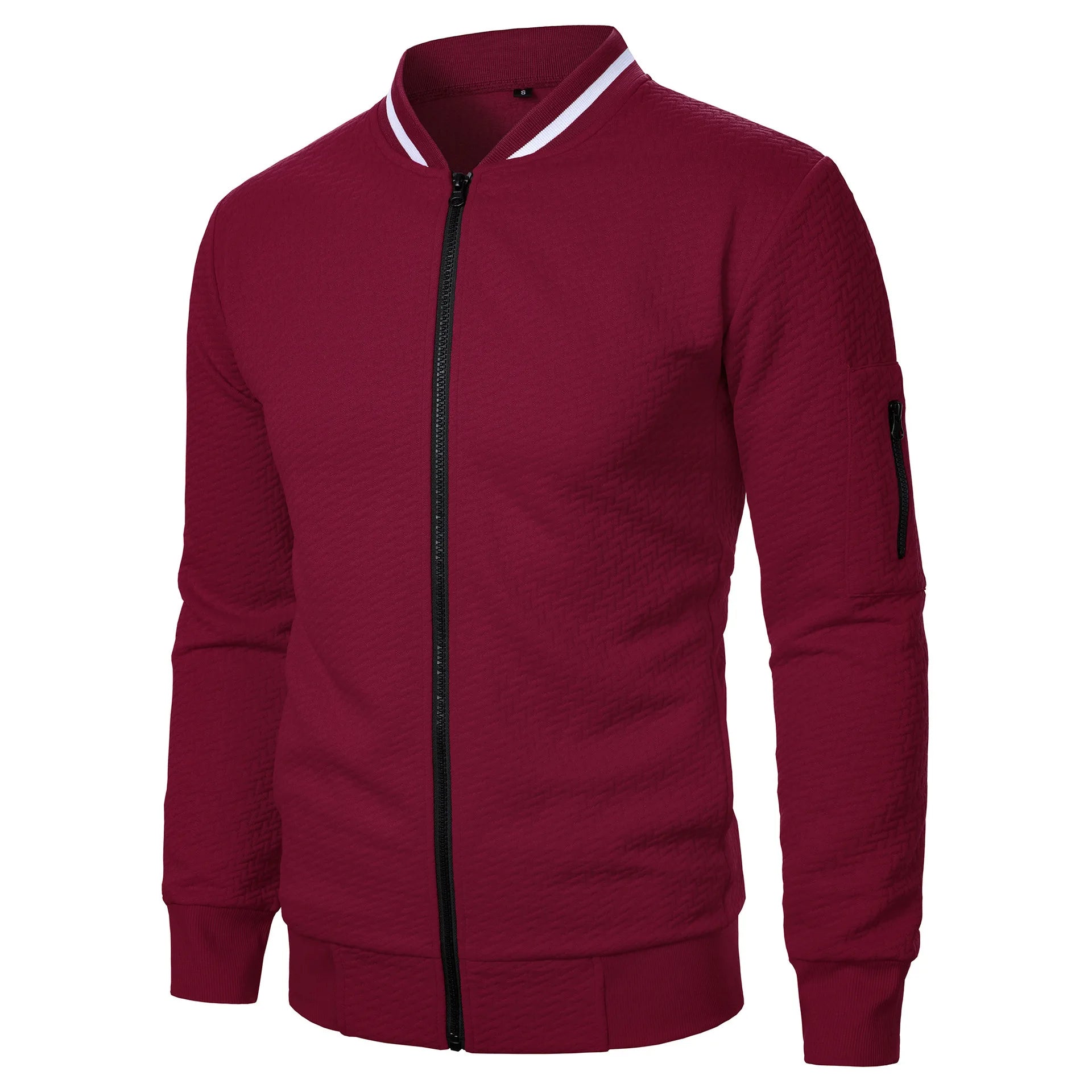 New Men's New Zip Stand Collar Sweatshirt Jacket Men's Casual Jacquard Cardigan Sweatshirts Baseball Jackets Men Clothing