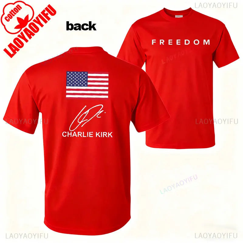 Charlie Kirk Freedom Shirt Patriotic Graphic Tee Tribute For Patriotic Activists Streetwear