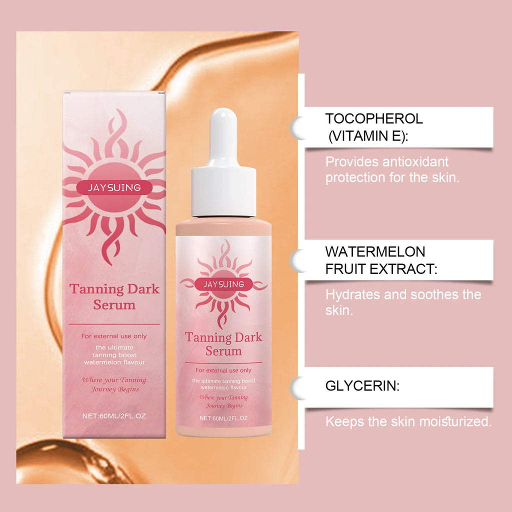 Tanning Dark Drops Watermelon Sunless Long-Lasting Bronzer Natural Wheat-Colored Skin Nourishing Vitamin E Face Body Self Tanner