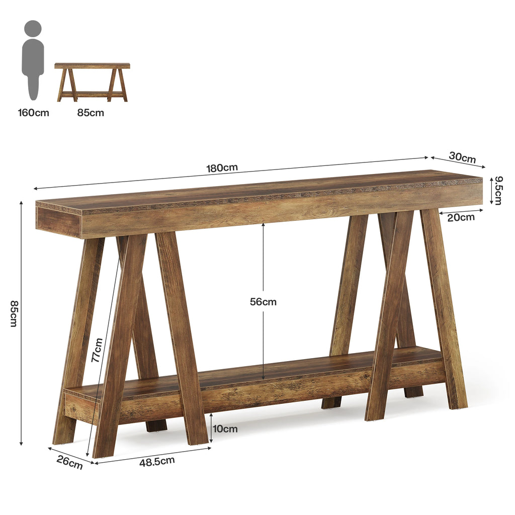 Tribesigns 70.87" Farmhouse Console Table, 2-Tier Entryway Accent Table Behind Sofa for Living Room, Entrance, Foyer